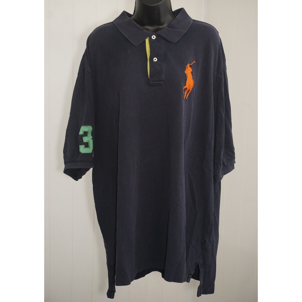 Polo Ralph Lauren 2XLT Navy Blue Big Pony Cotton Polo Shirt
